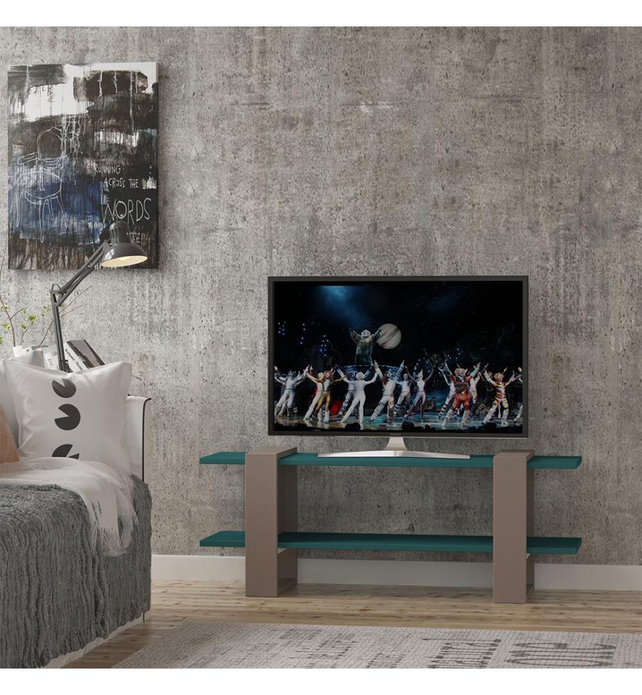 Meuble Tv Certo Turquoise Et Beige Clair Meubles Tv Et Ensembles Tv Homitis Accueil