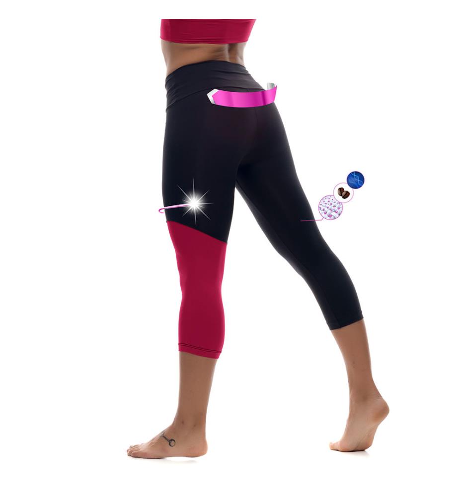 Slimming Leggings Bakasana - Black and Burgundy - Slimming ...