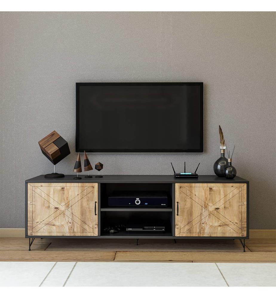 Meuble Tv Glen Blanc Et Bois Gris Meuble Tv Venus Brun Clair Et Gris Meubles Tv Et Ensembles Tv Industrial Selection Accueil