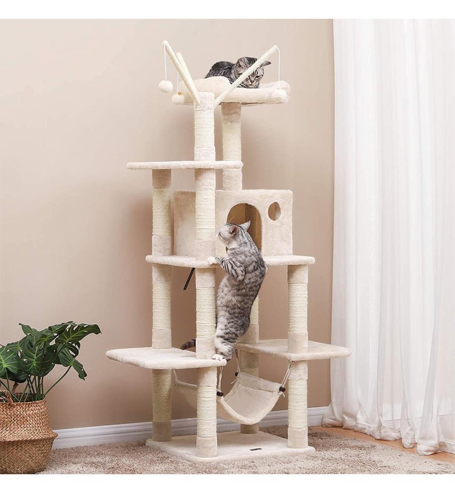 Songmics Feandrea Arbre A Chat Multi Niveaux Grande Capacite Griffoir Niches Colonnes Renforcees Tour A Chats Hauteur 154 Cm Beige Pct86m Cat Accessories Animal Accessories Idomya Inkazen Vasagle Songmics Home